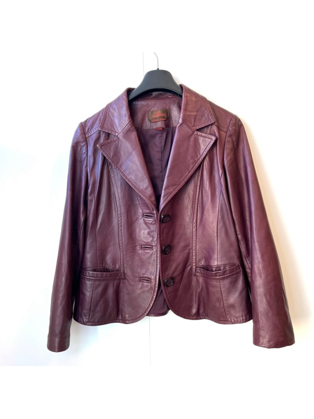 Vintage Danier Italian Leather Blazer Jacket Plum Burgundy Made in Canada, M - Picture 4 of 10